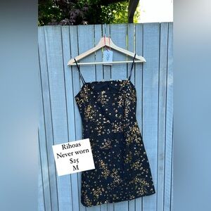 RIHOAS Never Worn Black + Gold Mini Dress M